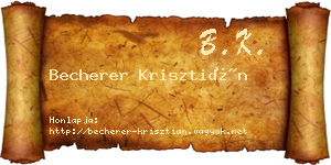 Becherer Krisztián névjegykártya